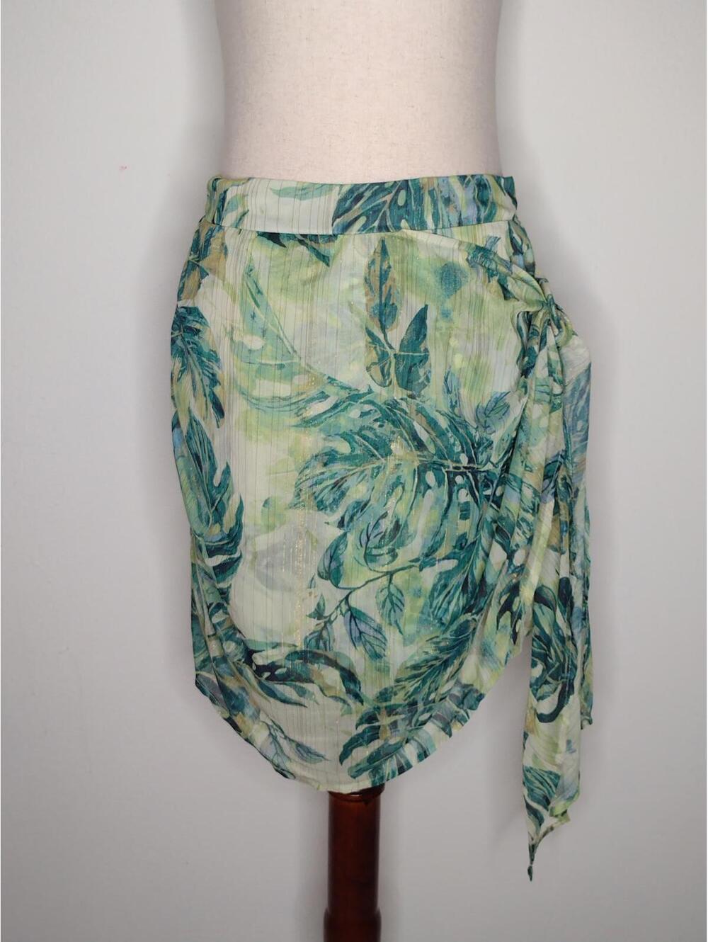 Preloved BTFL-life Women's Green Tropical/Faux Wrap Skirt Size Medium